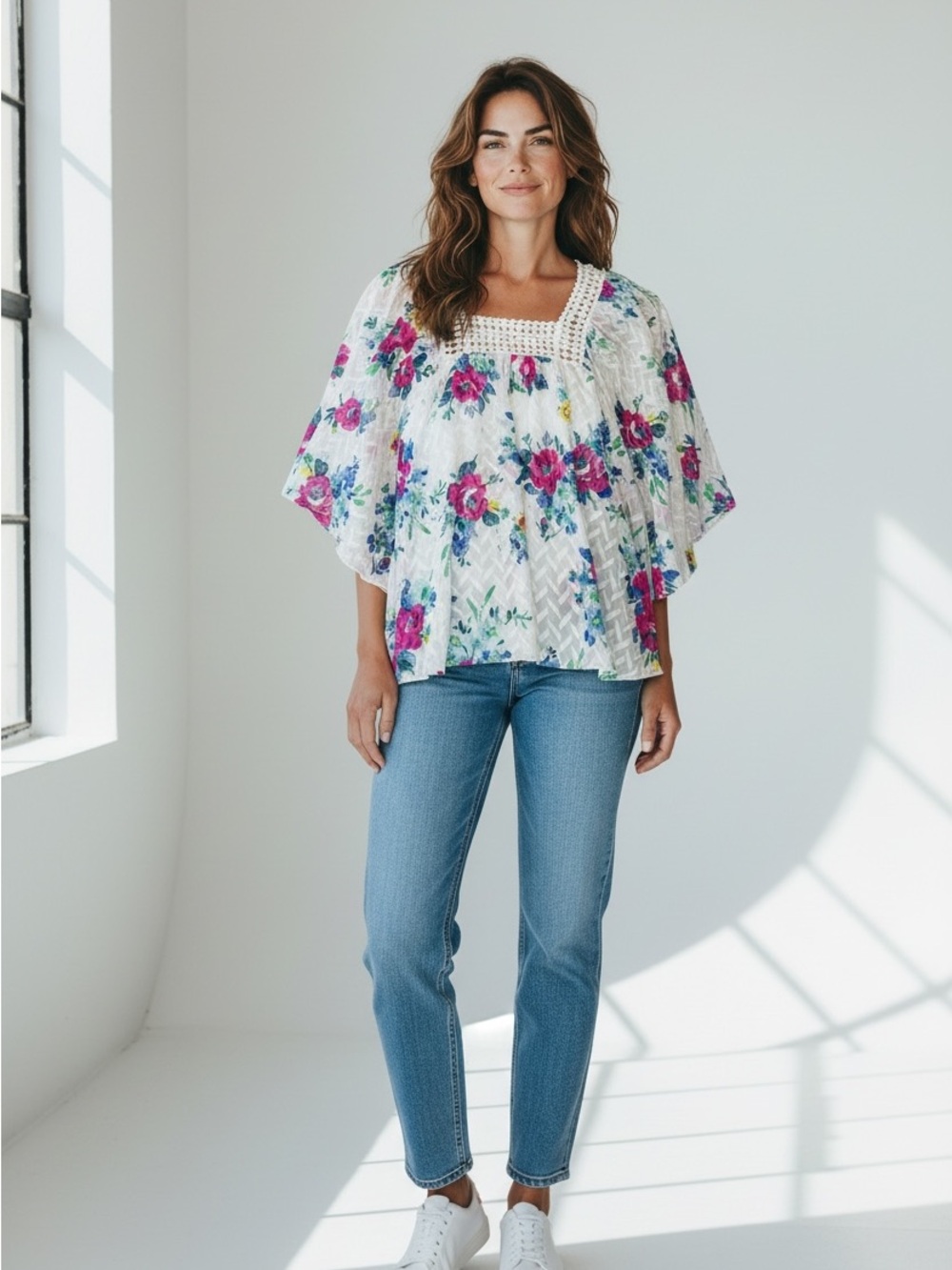 Anthropologie Meadow Rue Flutter Sleeve Floral Blouse | Size S